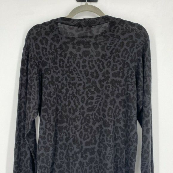 LNA Animal Print Cut Out Frill Hem Long Sleeve Pullover Sweater Black Women's XS - Picture 7 of 10